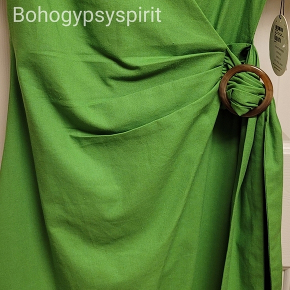 NWT $158 Anthropologie Small Green Wrap Midi Dress - Picture 15 of 17